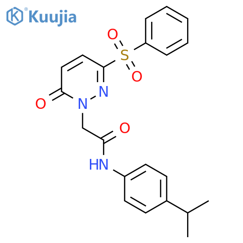 2-3-(benzenesulfonyl)-6-oxo-1,6-dihydropyridazin-1-yl-N-4-(propan-2-yl)phenylacetamide structure