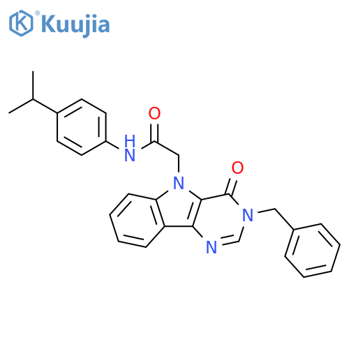 2-{3-benzyl-4-oxo-3H,4H,5H-pyrimido[5,4-b]indol-5-yl}-N-[4-(propan-2-yl)phenyl]acetamide structure