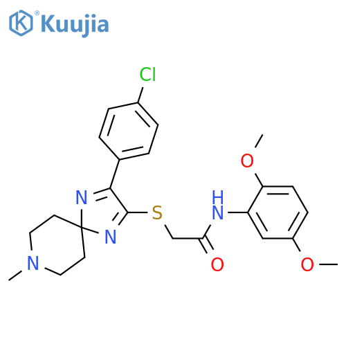 2-{[3-(4-chlorophenyl)-8-methyl-1,4,8-triazaspiro[4.5]deca-1,3-dien-2-yl]sulfanyl}-N-(2,5-dimethoxyphenyl)acetamide structure