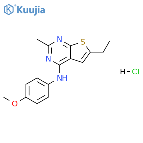 6-ethyl-N-(4-methoxyphenyl)-2-methylthieno[2,3-d]pyrimidin-4-amine hydrochloride structure
