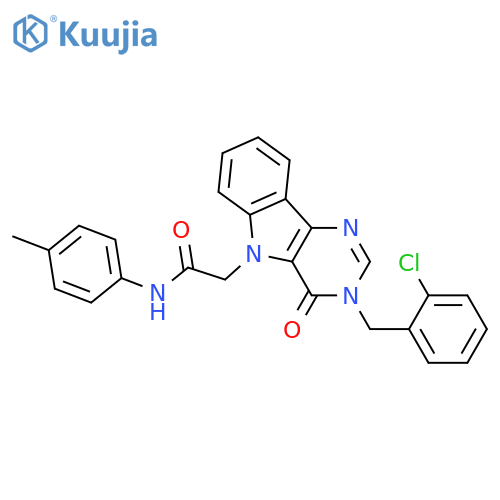 2-{3-[(2-chlorophenyl)methyl]-4-oxo-3H,4H,5H-pyrimido[5,4-b]indol-5-yl}-N-(4-methylphenyl)acetamide structure