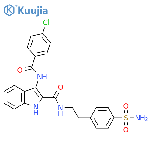 3-(4-chlorobenzamido)-N-[2-(4-sulfamoylphenyl)ethyl]-1H-indole-2-carboxamide structure