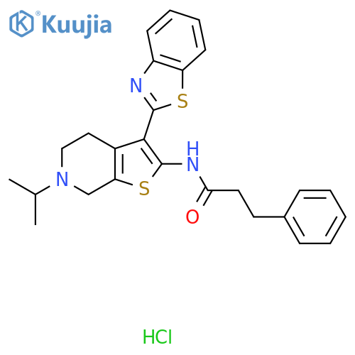 N-3-(1,3-benzothiazol-2-yl)-6-(propan-2-yl)-4H,5H,6H,7H-thieno2,3-cpyridin-2-yl-3-phenylpropanamide hydrochloride structure