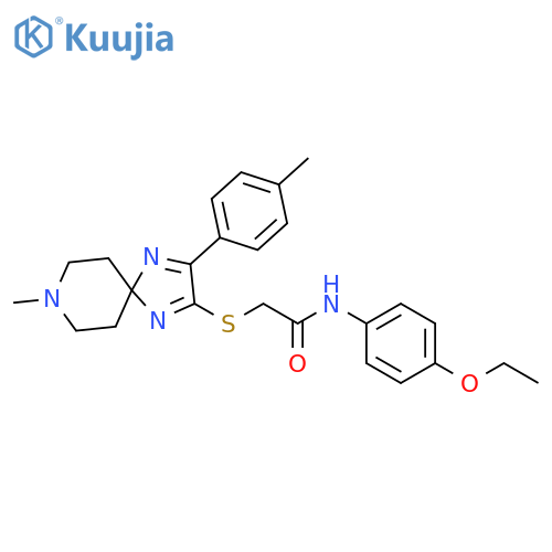 N-(4-ethoxyphenyl)-2-{[8-methyl-3-(4-methylphenyl)-1,4,8-triazaspiro[4.5]deca-1,3-dien-2-yl]sulfanyl}acetamide structure
