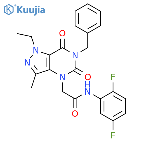 2-{6-benzyl-1-ethyl-3-methyl-5,7-dioxo-1H,4H,5H,6H,7H-pyrazolo[4,3-d]pyrimidin-4-yl}-N-(2,5-difluorophenyl)acetamide structure