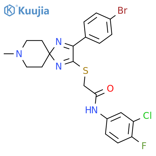 2-{[3-(4-bromophenyl)-8-methyl-1,4,8-triazaspiro[4.5]deca-1,3-dien-2-yl]sulfanyl}-N-(3-chloro-4-fluorophenyl)acetamide structure