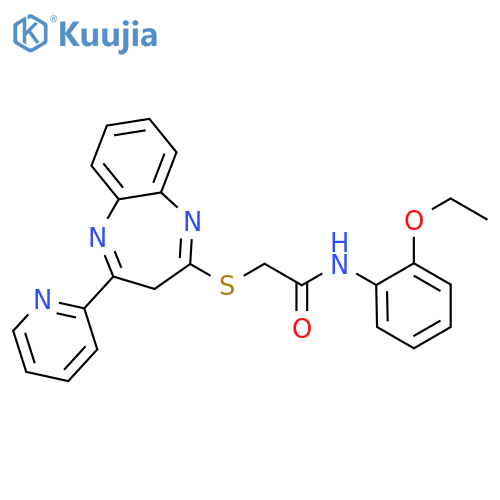 N-(2-ethoxyphenyl)-2-{[4-(pyridin-2-yl)-3H-1,5-benzodiazepin-2-yl]sulfanyl}acetamide structure