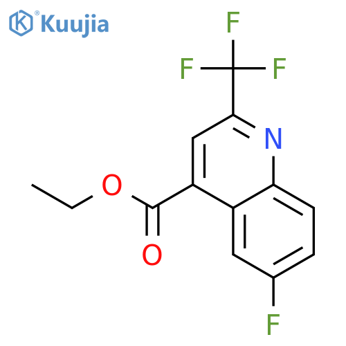 4-Quinolinecarboxylic acid, 6-fluoro-2-(trifluoromethyl)-, ethyl ester structure