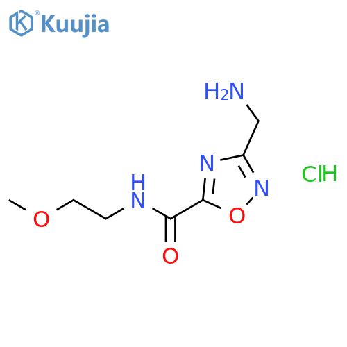 3-(Aminomethyl)-N-(2-methoxyethyl)-1,2,4-oxadiazole-5-carboxamide hydrochloride structure