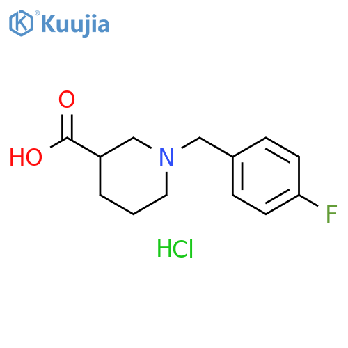 1-[(4-fluorophenyl)methyl]piperidine-3-carboxylic acid hydrochloride structure