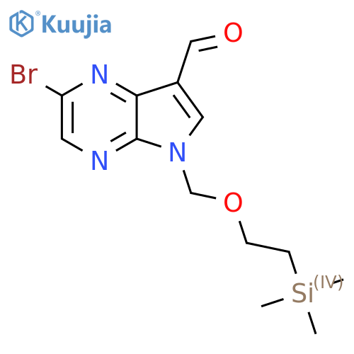 2-Bromo-5-((2-(trimethylsilyl)ethoxy)methyl)-5H-pyrrolo[2,3-b]pyrazine-7-carbaldehyde structure