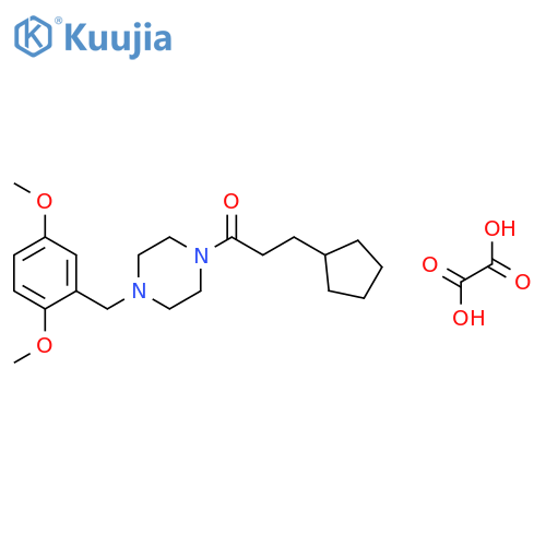 1-(3-cyclopentylpropanoyl)-4-(2,5-dimethoxybenzyl)piperazine oxalate structure