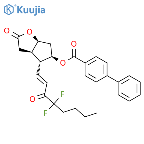 [1,1'-Biphenyl]-4-carboxylic acid [3aR-[3aa,4a(E),5b,6aa]]-4-(4,4-difluoro-3-oxo-1-octenyl)hexahydro-2-oxo-2H-cyclopenta[b]furan-5-yl ester structure