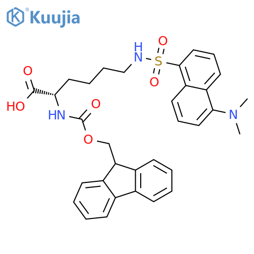 N2-(((9H-Fluoren-9-yl)methoxy)carbonyl)-N6-((5-(dimethylamino)naphthalen-1-yl)sulfonyl)-L-lysine structure