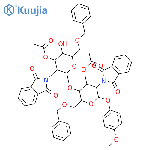 β-D-Glucopyranoside, 4-methoxyphenyl 4-O-[3-O-acetyl-2-deoxy-2-(1,3-dihydro-1,3-dioxo-2H-isoindol-2-yl)-6-O-(phenylmethyl)-β-D-glucopyranosyl]-2-deoxy-2-(1,3-dihydro-1,3-dioxo-2H-isoindol-2-yl)-6-O-(phenylmethyl)-, 3-acetate structure