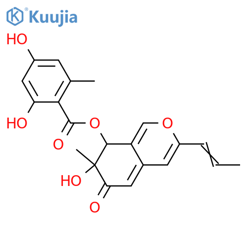6,7,8,8a-Tetrahydro-7,8-dihydroxy-7-methyl-3-(1-propenyl)-1H-2-benzopyran-6-one; (1'E,7S,8S,8aS)-form, 1,8a-Didehydro, 8-O-(2,4-dihydroxy-6-methylbenzoyl) structure
