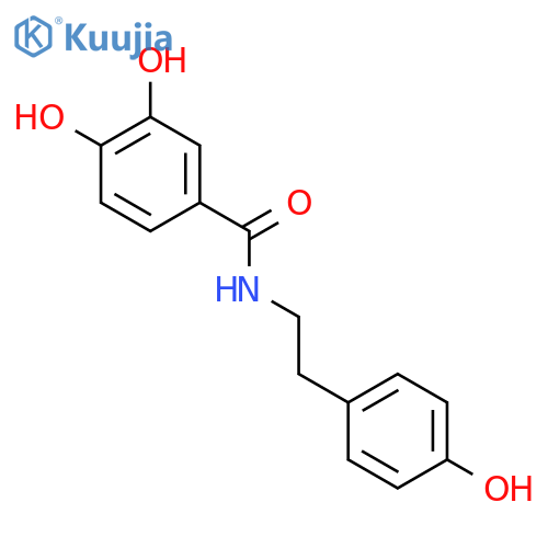 3,4-dihydroxy-N-[2-(4-hydroxyphenyl)ethyl]benzamide structure