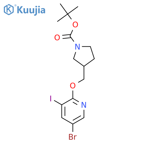 tert-Butyl 3-((5-Bromo-3-iodopyridin-2-yloxy)methyl)pyrrolidine-1-carboxylate structure