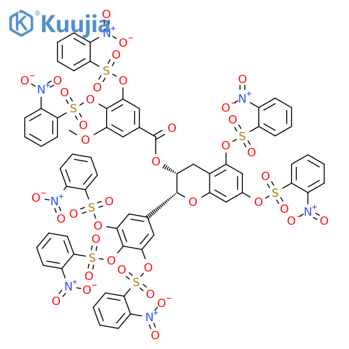 Benzoic acid, 3-methoxy-4,5-bis[[(2-nitrophenyl)sulfonyl]oxy]-, (2R,3R)-3,4-dihydro-5,7-bis[[(2-nitrophenyl)sulfonyl]oxy]-2-[3,4,5-tris[[(2-nitrophenyl)sulfonyl]oxy]phenyl]-2H-1-benzopyran-3-yl ester structure