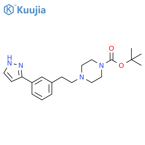 tert-Butyl 4-3-(1H-pyrazol-5-yl)phenethyl-tetrahydro-1(2H)-pyrazinecarboxylate structure