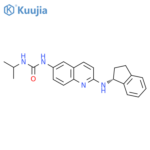 1-(2-{(1R)-2,3-dihydro-1H-inden-1-ylamino}quinolin-6-yl)-3-(propan-2-yl)urea structure