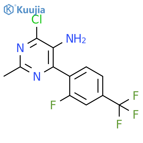 4-chloro-6-(2-fluoro-4-trifluoromethylphenyl)-2-methylpyrimidin-5-ylamine structure