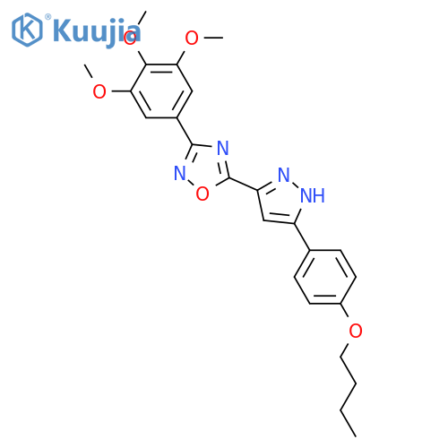 5-[3-(4-butoxyphenyl)-1H-pyrazol-5-yl]-3-(3,4,5-trimethoxyphenyl)-1,2,4-oxadiazole structure