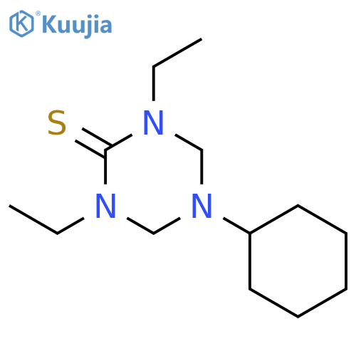 1,3,5-Triazine-2(1H)-thione, 5-cyclohexyl-1,3-diethyltetrahydro- structure