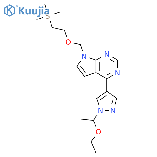 4-(1-(1-ethoxyethyl)-1H-pyrazol-4-yl)-7-((2-(trimethylsilyl)ethoxy)methyl)-7H-pyrrolo[2,3-d]pyrimidine structure
