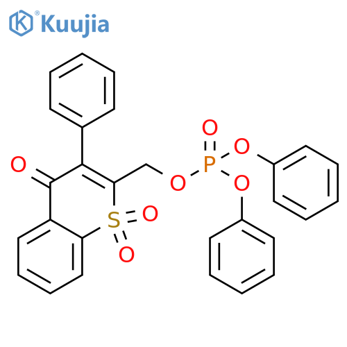 Phosphoric acid, (1,1-dioxido-4-oxo-3-phenyl-4H-1-benzothiopyran-2-yl)methyl diphenyl ester structure