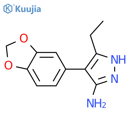 4-(1,3-dioxaindan-5-yl)-3-ethyl-1H-pyrazol-5-amine structure