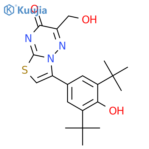 7H-Thiazolo[3,2-b][1,2,4]triazin-7-one,3-[3,5-bis(1,1-dimethylethyl)-4-hydroxyphenyl]-6-(hydroxymethyl)- structure
