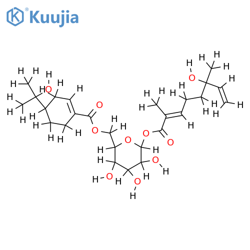 1-O-((E)-linalool-1-yl)-6-O-[(R)-oleuropeyl]-beta-D-glucopyranose structure