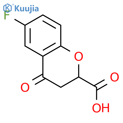 2H-1-Benzopyran-2-carboxylic acid, 6-fluoro-3,4-dihydro-4-oxo-, (±)- structure