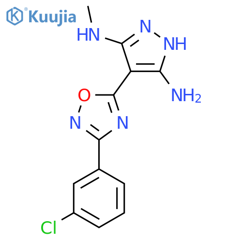 4-3-(3-Chlorophenyl)-1,2,4-oxadiazol-5-yl-3-N-methyl-1H-pyrazole-3,5-diamine structure