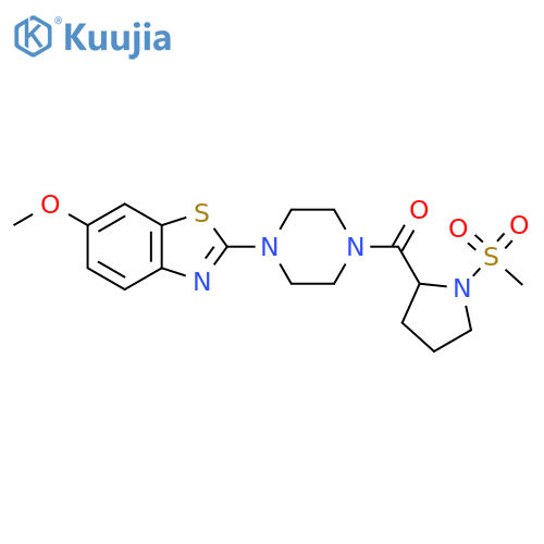 2-4-(1-methanesulfonylpyrrolidine-2-carbonyl)piperazin-1-yl-6-methoxy-1,3-benzothiazole structure