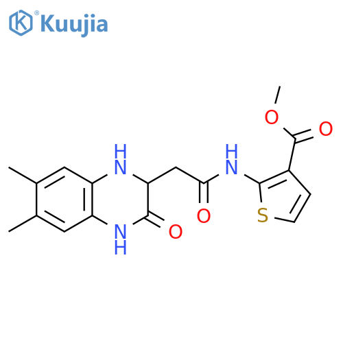 methyl 2-[2-(6,7-dimethyl-3-oxo-1,2,3,4-tetrahydroquinoxalin-2-yl)acetamido]thiophene-3-carboxylate structure