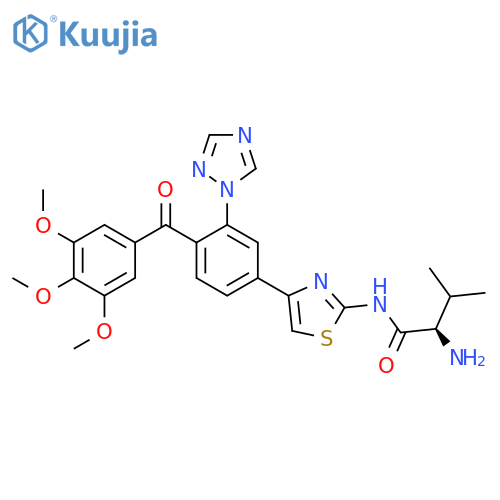 (2R)-2-amino-3-methyl-N-{4-3-(1H-1,2,4-triazol-1-yl)-4-(3,4,5-trimethoxybenzoyl)phenyl-1,3-thiazol-2-yl}butanamide structure