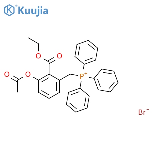 (3-Acetyloxy-2-ethoxycarbonylbenzyl)-triphenylphosphonium bromide structure