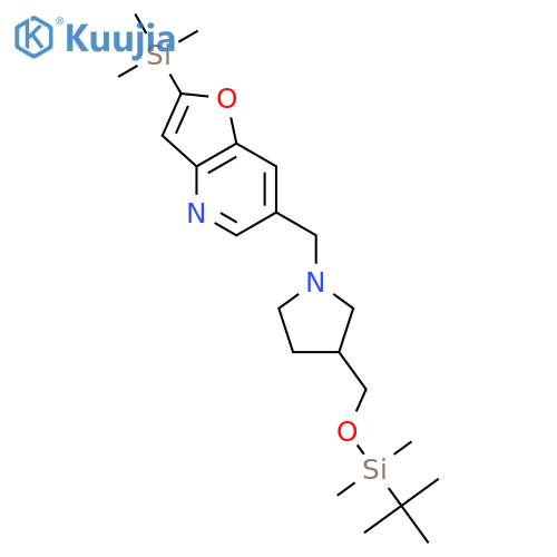 6-((3-((tert-Butyldimethylsilyloxy)methyl)pyrrolidin-1-yl)methyl)-2-(trimethylsilyl)furo3,2-bpyridine structure