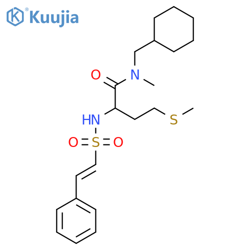 N-(cyclohexylmethyl)-N-methyl-4-(methylsulfanyl)-2-(2-phenylethenesulfonamido)butanamide structure