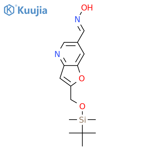 (E)-2-((tert-Butyldimethylsilyloxy)methyl)furo3,2-bpyridine-6-carbaldehyde Oxime structure