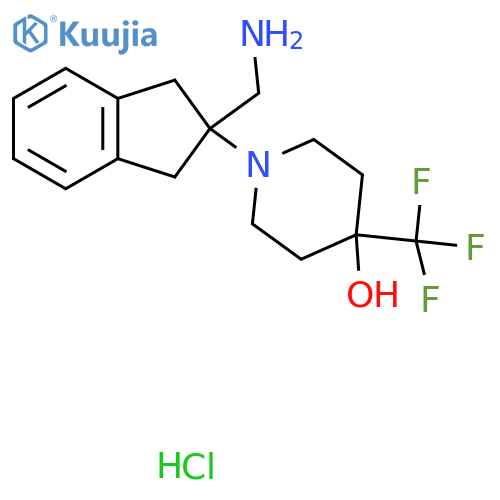 1-(2-(Aminomethyl)-2,3-dihydro-1H-inden-2-YL)-4-(trifluoromethyl)piperidin-4-OL hydrochloride structure