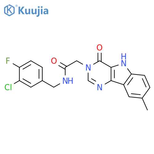 N-[(3-chloro-4-fluorophenyl)methyl]-2-{8-methyl-4-oxo-3H,4H,5H-pyrimido[5,4-b]indol-3-yl}acetamide structure