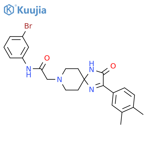 N-(3-bromophenyl)-2-[2-(3,4-dimethylphenyl)-3-oxo-1,4,8-triazaspiro[4.5]dec-1-en-8-yl]acetamide structure