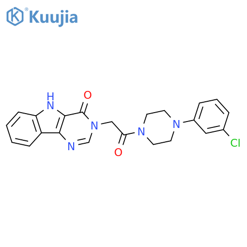 3-{2-[4-(3-chlorophenyl)piperazin-1-yl]-2-oxoethyl}-3H,4H,5H-pyrimido[5,4-b]indol-4-one structure