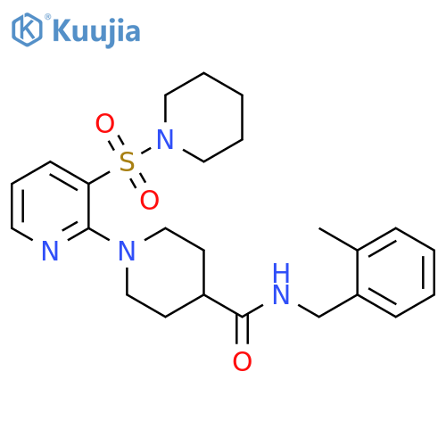 N-[(2-methylphenyl)methyl]-1-[3-(piperidine-1-sulfonyl)pyridin-2-yl]piperidine-4-carboxamide structure