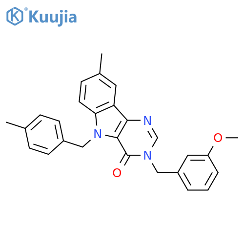 3-[(3-methoxyphenyl)methyl]-8-methyl-5-[(4-methylphenyl)methyl]-3H,4H,5H-pyrimido[5,4-b]indol-4-one structure