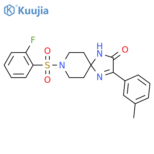 8-(2-fluorobenzenesulfonyl)-3-(3-methylphenyl)-1,4,8-triazaspiro[4.5]dec-3-en-2-one structure