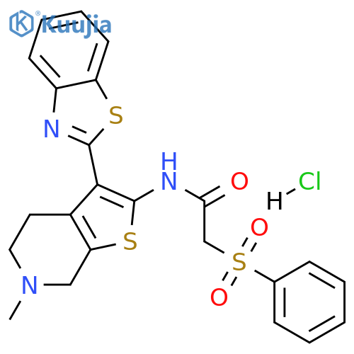 2-(benzenesulfonyl)-N-3-(1,3-benzothiazol-2-yl)-6-methyl-4H,5H,6H,7H-thieno2,3-cpyridin-2-ylacetamide hydrochloride structure
